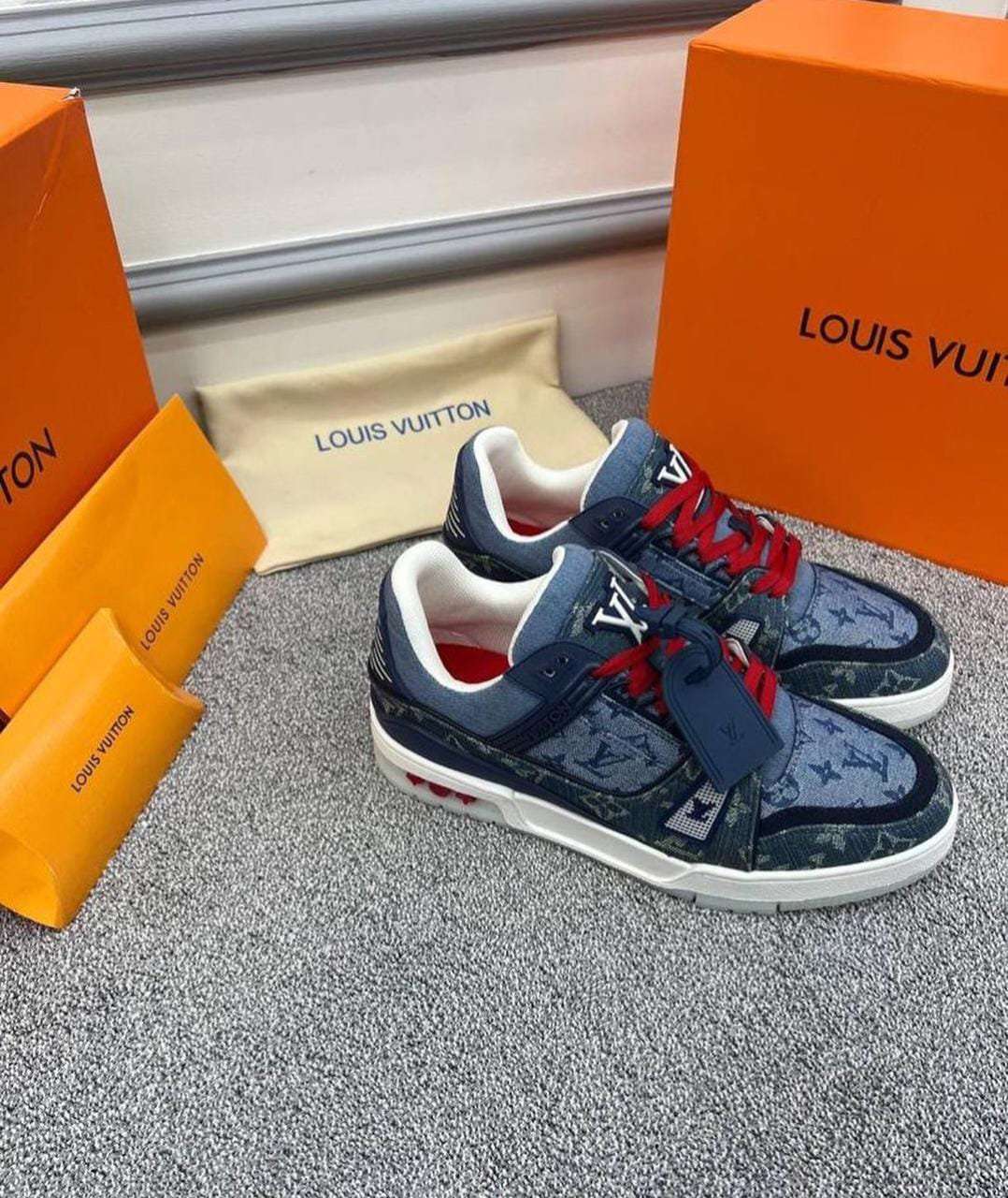 Buy First Copy Louis Vuitton LV Trainer Blue Shoes For Sale