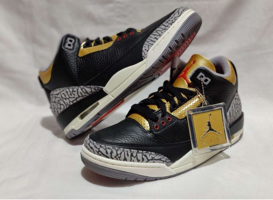 Buy First Copy Nike Air Jordan Retro 3 Black Cement Gold Shoes Online India