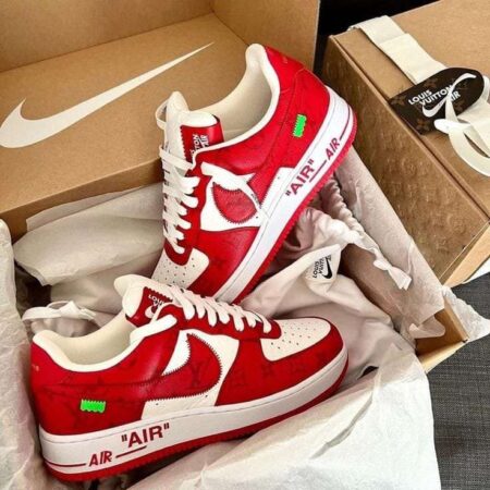 Buy First Copy Nike Airforce 1 Off White X Louis Vuitton Virgil Abloh Red Shoes Online India