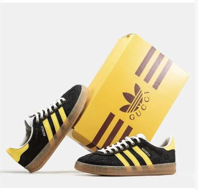 Buy First Copy Adidas X Gucci Gazelle Black Yellow Shoes Online India