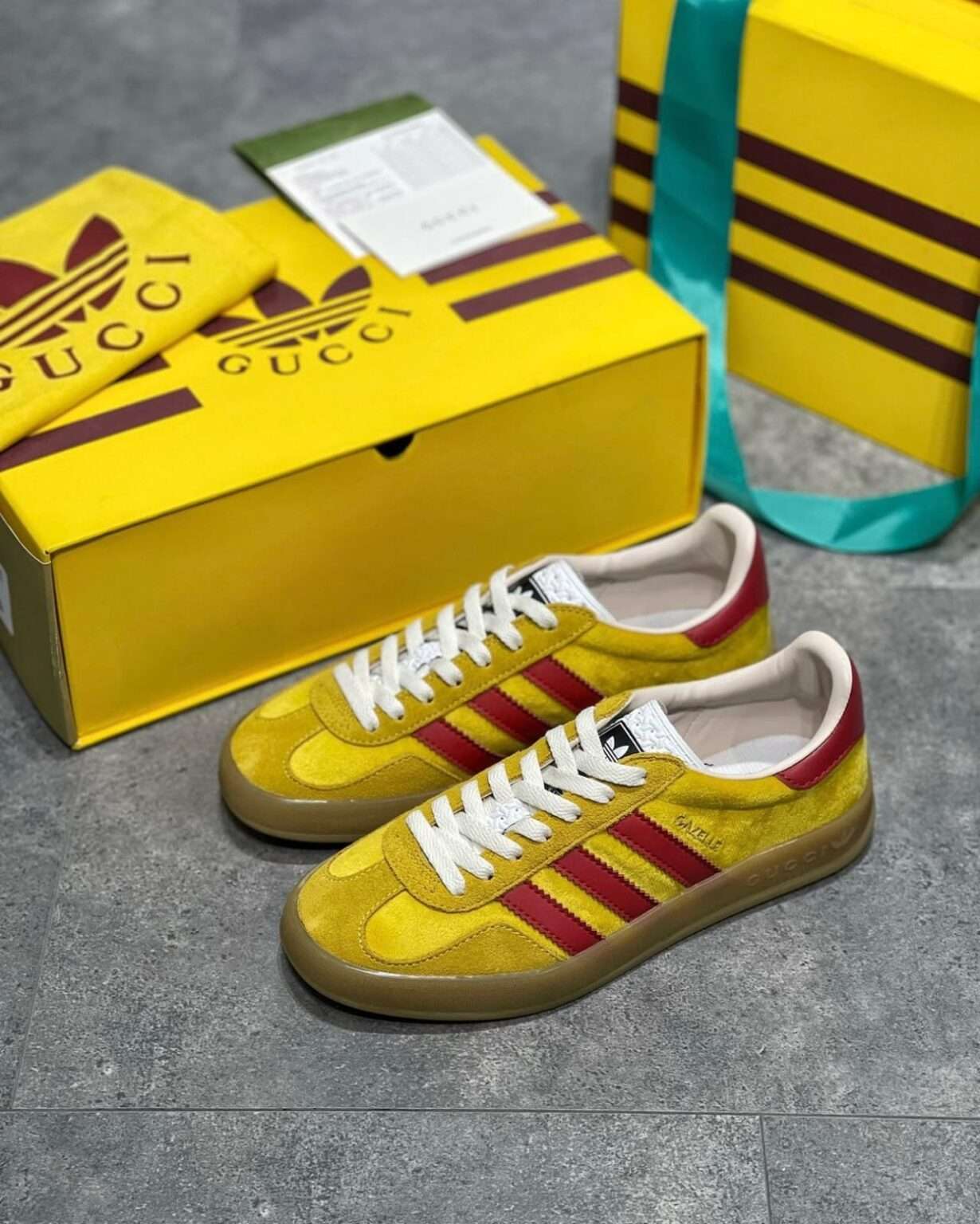 Buy First Copy Adidas X Gucci Gazelle Yellow Shoes Online India