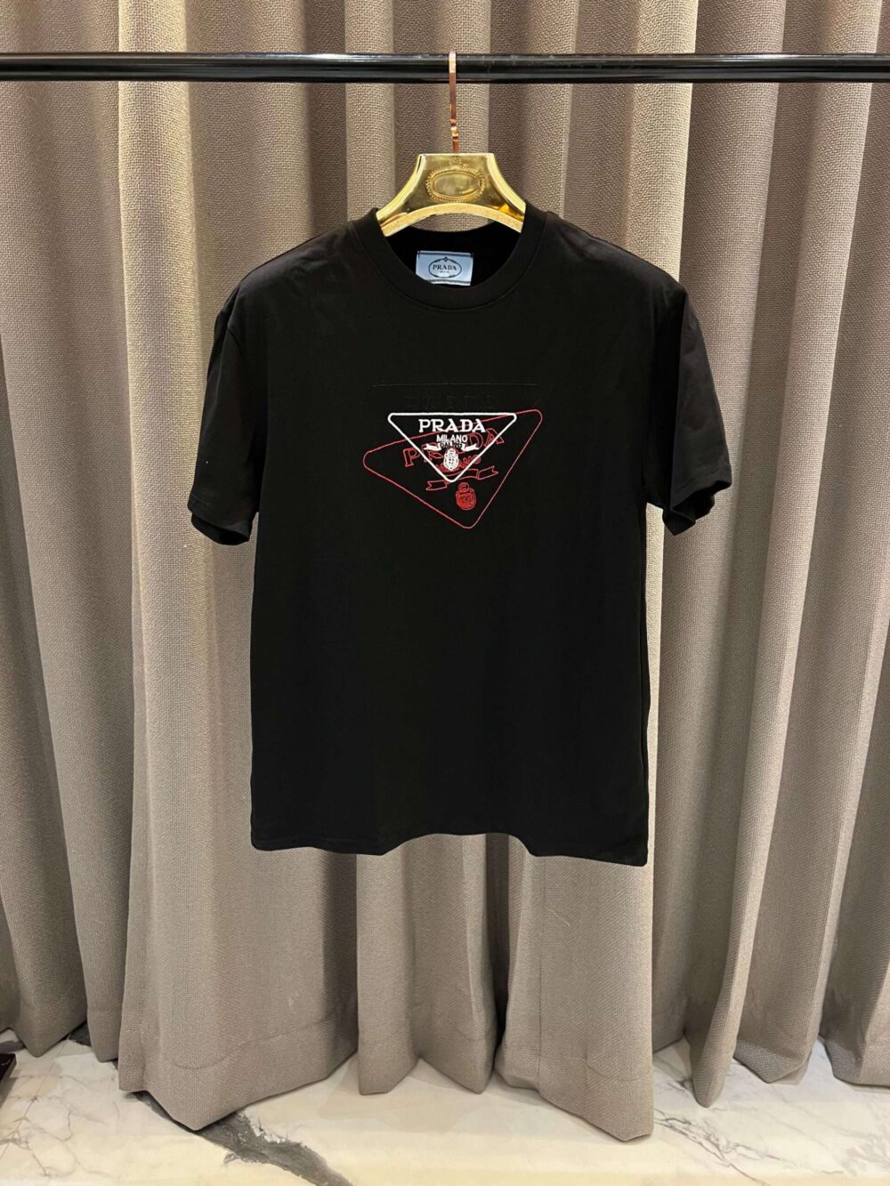 Buy First Copy Prada Middle Embroidery Embossed T-shirts Online India