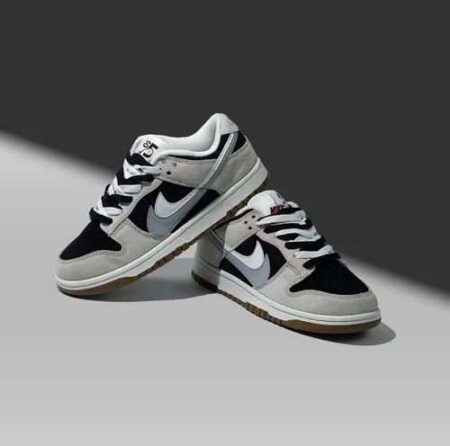 Buy First Copy Nike SB Dunk Low 85 Double Swoosh Black Grey Shoes Online India
