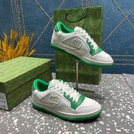 Buy First Copy Gucci Mac 80 Leather White Green Women Shoes Online India