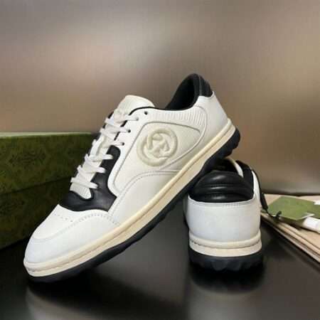Buy First Copy Gucci Mac 80 Leather White Black Women Shoes Online India
