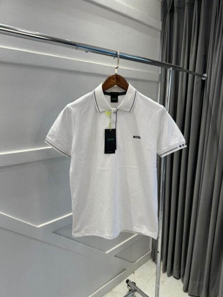 Buy First Copy Hugo Boss Embossed Print Polo Neck T-shirt For Sale