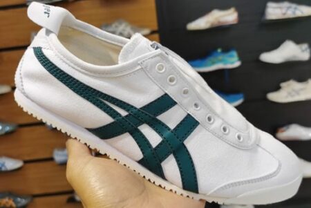 Buy First Copy Onitsuka Tiger Mexico Slipon White Green Shoes Online India